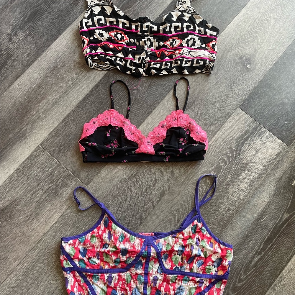 Colorful Patterned Bralette Set
